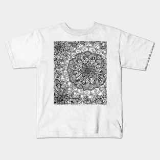 Shades of Grey - mono floral doodle Kids T-Shirt